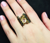 Серебряное кольцо с розовым «звездчатым» кварцем и родолитами Серебро 925