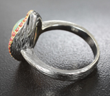 Серебряное кольцо с кристаллическим эфиопским опалом 2,34 карата и сапфирами Серебро 925