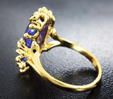Золотое кольцо с австралийским solid опалом 4,13 карата, синими сапфирами и бриллиантами Золото