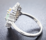 Прелестное серебряное кольцо с цитрином, танзанитами и зелеными бериллами Серебро 925
