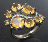 Черненое серебряное кольцо с цитринами Серебро 925