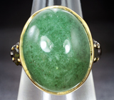 Серебряное кольцо с авантюрином 24+ карат и желто-зелеными турмалинами Серебро 925