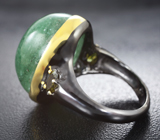 Серебряное кольцо с авантюрином 24+ карат и желто-зелеными турмалинами Серебро 925