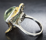Серебряное кольцо c кабошоном зеленого аметиста 17,97 карата и сапфирами Серебро 925