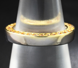Оригинальное серебряное кольцо с золотистыми сапфирами бриллиантовой огранки Серебро 925
