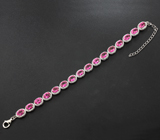 Яркий серебряный браслет с розовыми топазами Серебро 925