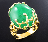 Золотое кольцо с крупным уральским изумрудом 19,15 карата и бриллиантами Золото
