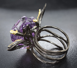 Серебряное кольцо с резным аметистом и диопсидами Серебро 925