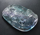 Камея «Подводный мир» из цельного флюорита 119,1 карата 