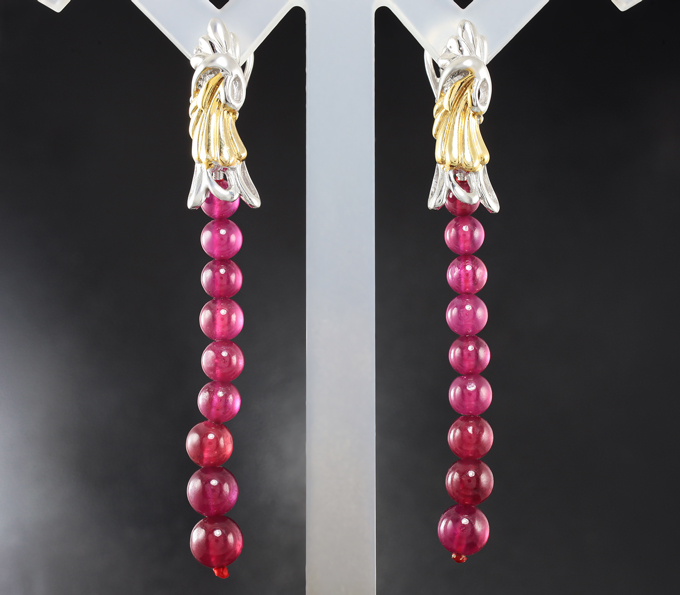 Серебряные серьги с рубинами 5,82 карата