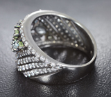 Черненое серебряное кольцо с самоцветами Серебро 925