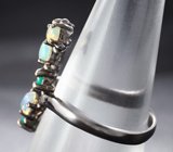 Серебряное кольцо с кристаллическим эфиопскими опалами и хризопразом