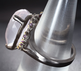 Серебряное кольцо с розовым кварцем 16+ карат, родолитами и аметистами Серебро 925