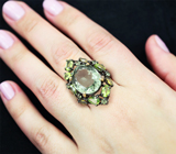 Серебряное кольцо с зеленым аметистом, перидотами и цитринами Серебро 925
