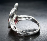Серебряное кольцо с рубеллитом турмалином 3,67 карата и голубым сапфиром Серебро 925