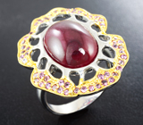 Серебряное кольцо с рубином 11,98 карата и сапфирами Серебро 925