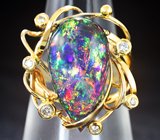 Комплект с кристаллическими черными опалами 17,35 карат и брилилантами