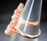 Великолепное серебряное кольцо с кристаллическими опалами и розовыми турмалинами Серебро 925