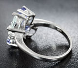Чудесное серебряное кольцо с танзанитами и голубым топазом Серебро 925