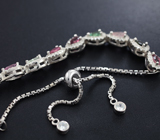 Элегантный серебряный браслет с разноцветными турмалинами Серебро 925