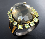 Серебряное кольцо с многоцветным флюоритом 21+ карат и перидотами Серебро 925