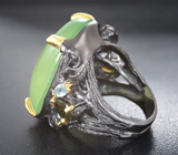Серебряное кольцо с пренитом 50+ карат, зелеными турмалинами и голубыми топазами Серебро 925