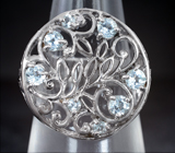 Ажурное серебряное кольцо с голубыми топазами