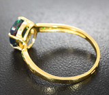 Золотое кольцо с ограненным черным опалом и цаворитами 1,01 карата Золото