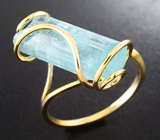 Золотое кольцо с кристаллом забайкальского аквамарина 9,02 карата Золото