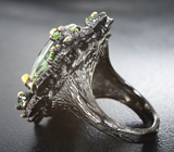 Массивное серебряное кольцо с зеленым аметистом 23+ карат и перидотами Серебро 925
