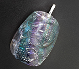 Камея «Подводный мир» из цельного флюорита 119,1 карата Серебро 925