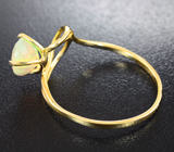 Золотое кольцо с ограненным эфиопским опалом 1,15 карата! Яркая опалесценция Золото