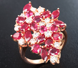 Праздничное серебряное кольцо с рубинами