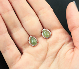 Классические серебряные серьги с зелеными сфенами Серебро 925