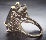 Серебряное кольцо с турмалиновым кварцем и родолитами  Серебро 925
