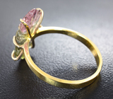 Золотое кольцо с резным арбузным турмалином 3,37 карата Золото