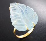 Золотое кольцо с крупным резным аквамарином 29,05 карата Золото
