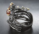 Серебряное кольцо с ограненным опалами, лунным камнем с эффектом кошачьего глаза, перидотами и бесцветными топазами Серебро 925