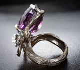Серебряное кольцо с аметистом 18+ карат и голубыми топазами Серебро 925