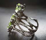 Серебряное кольцо с перидотами и аметистами Серебро 925