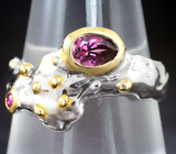Серебряное кольцо с родолитом и розовым сапфиром Серебро 925