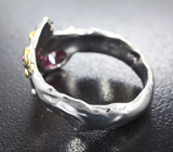 Серебряное кольцо с родолитом и розовым сапфиром