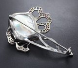 Серебряная брошь с жемчужиной барокко 43,56 карата и разноцветными сапфирами Серебро 925