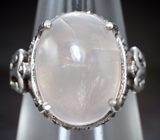Серебряное кольцо с розовым кварцем и марказитами