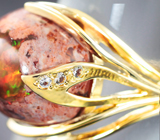 Золотое кольцо с мексиканским jelly опалом 7,69 карата и бесцветными топазами Золото