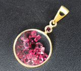Золотой кулон с кристаллами рубиновой шпинели 3,23 карата под сапфировыми стеклами Золото