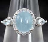 Изящное серебряное кольцо с аквамарином и топазами Серебро 925