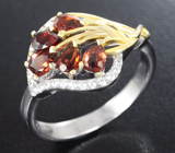 Изысканное серебряное кольцо с мозамбикскими гранатами Серебро 925