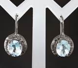 Серебряные серьги с голубыми топазами Серебро 925