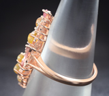 Роскошное серебряное кольцо с кристаллическими эфиопскими опалами и розовыми турмалинами Серебро 925